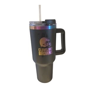 Cleveland browns  40 oz Iridescent Thermal Mug With Kid. Never Used